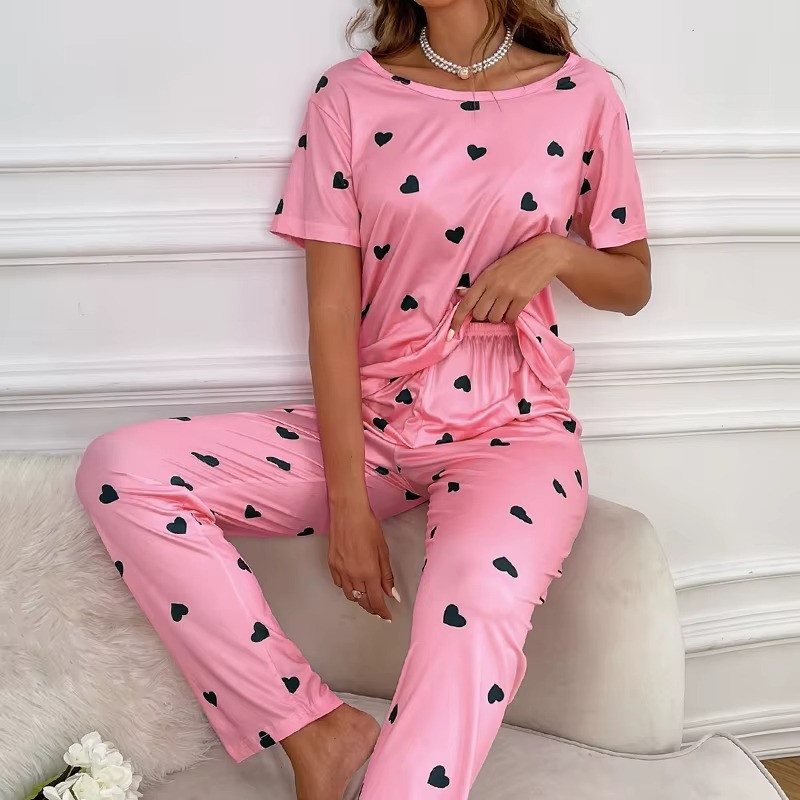 Pijama Rosa com Corações