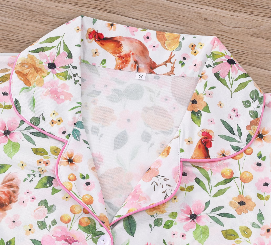 Pijama Galinhas & Flores