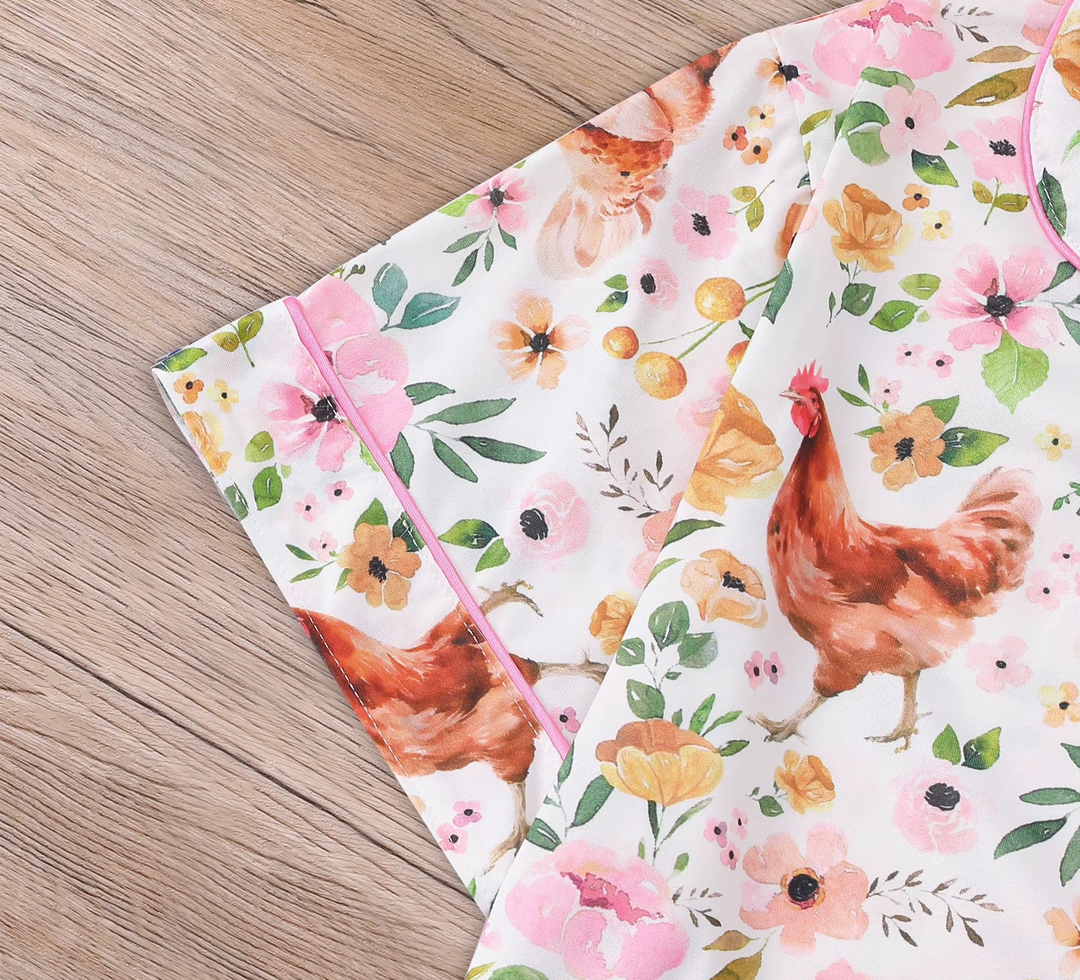 Pijama Galinhas & Flores