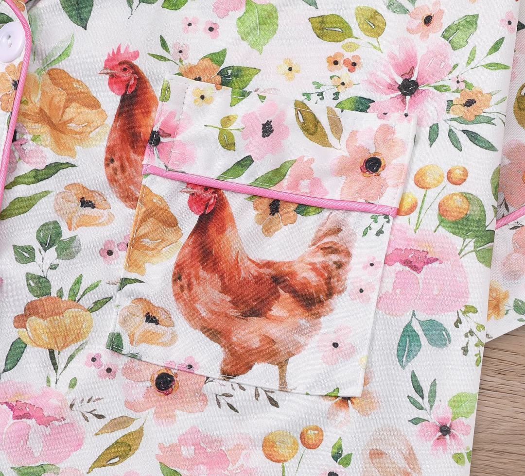 Pijama Galinhas & Flores