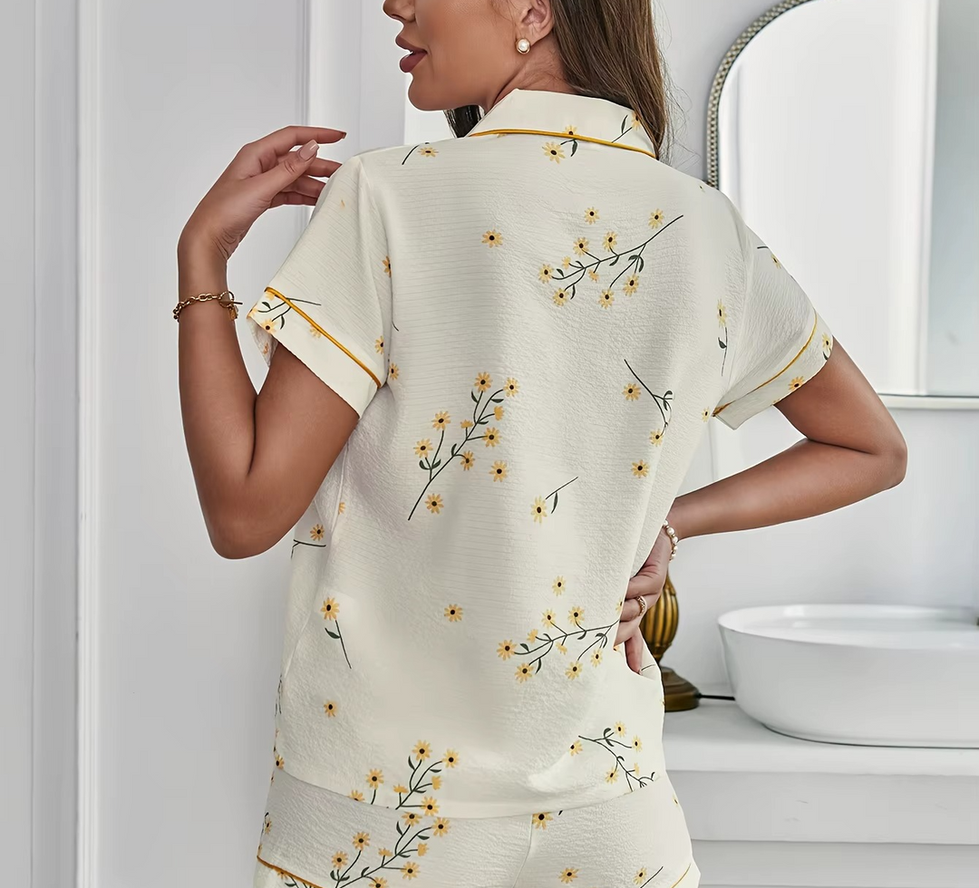 Pijama Flores Amarelas Suaves