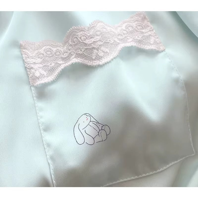 Pijama Feminino Longo Cetim Urso Delicado